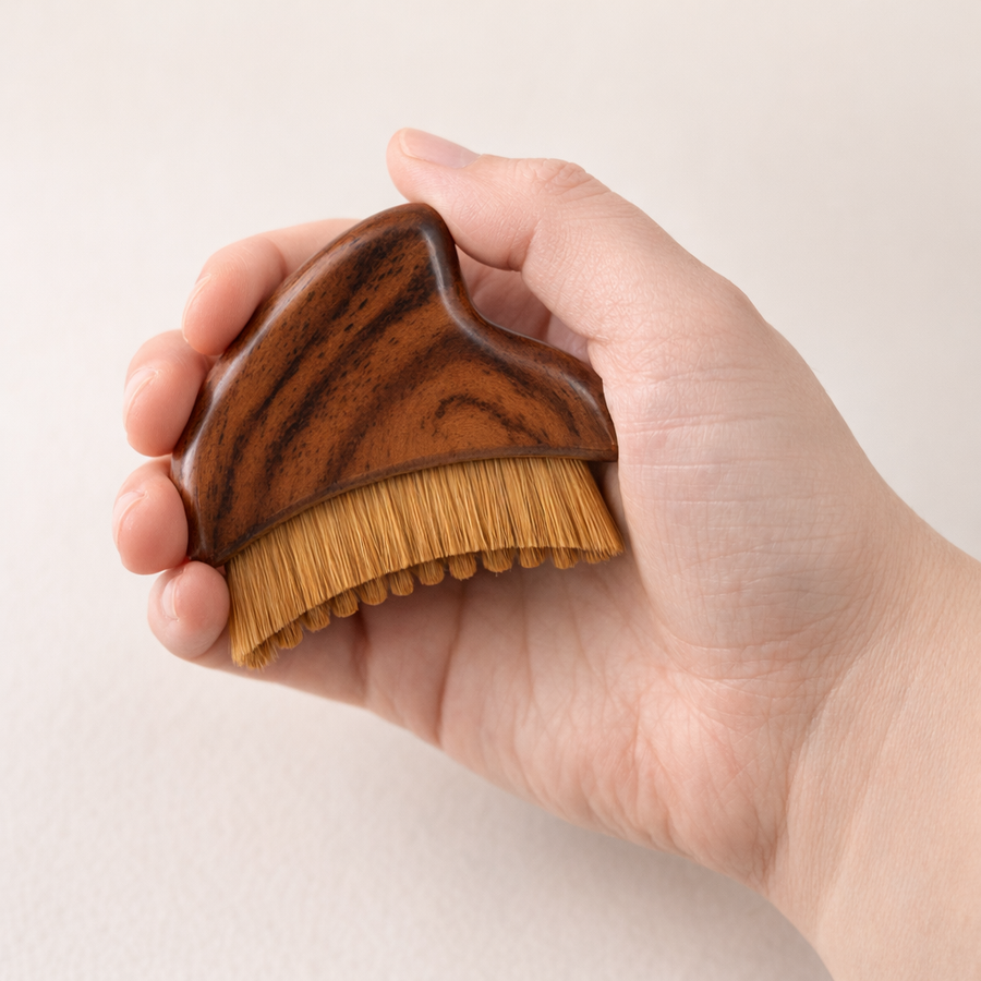 Close-up of the soft facial brush bristles