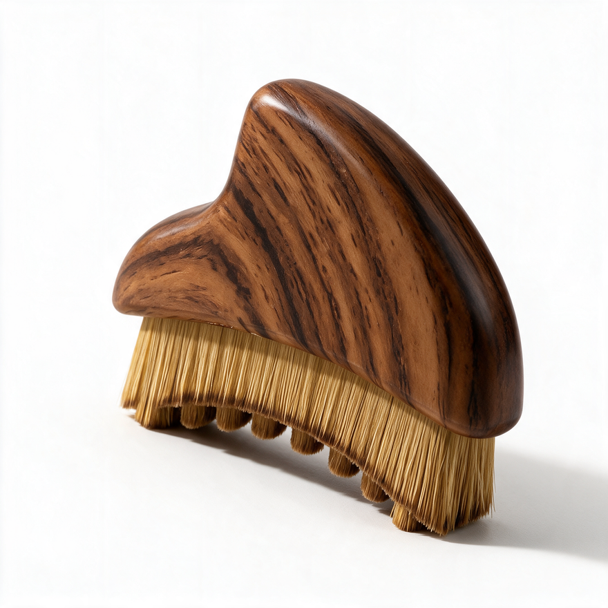 Using the facial brush along the cheek and jaw